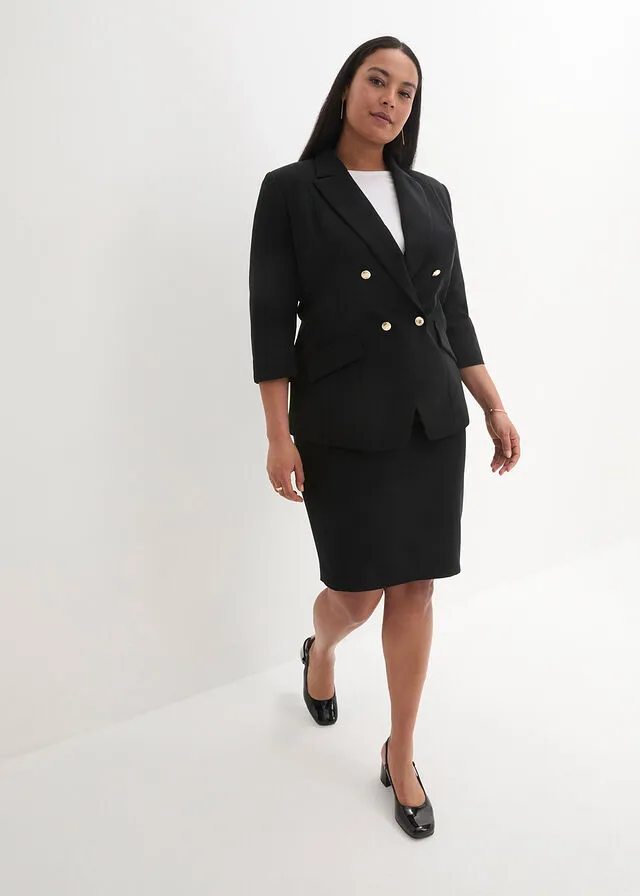 Traje chaqueta (2 piezas): Americana y falda Negro